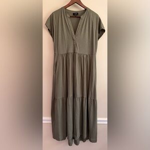 ME+EM Sage Green Maxi tiered cotton Dress‎ size 10